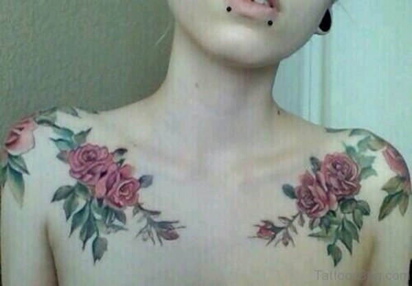 Rose Flower Tattoo On Chest