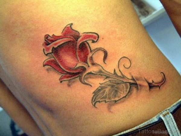 Rose Tattoo Design On Rib