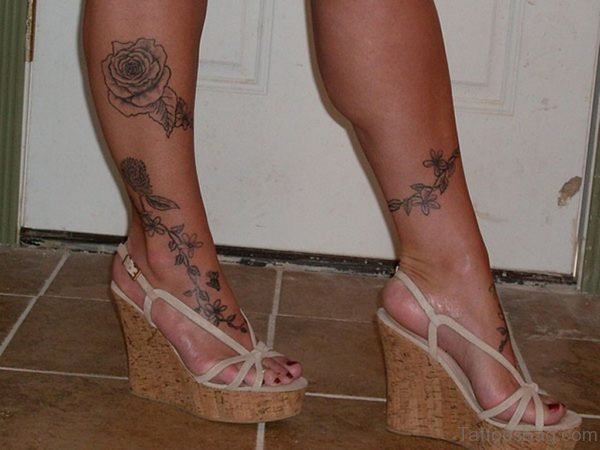 Rose Tattoo For Women Leg