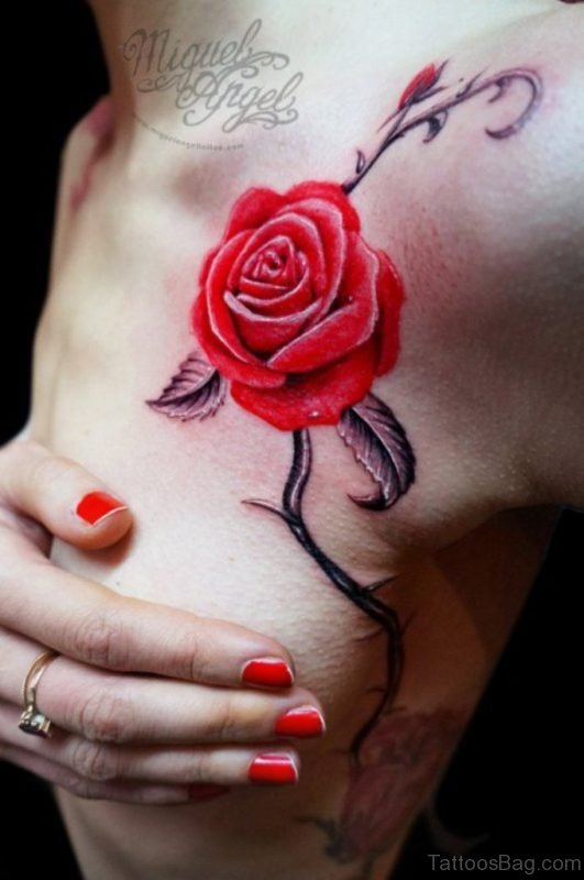 Rose Tattoo On Chest 