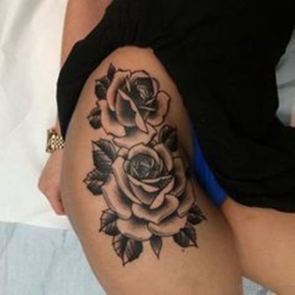 Rose Tattoo On Thigh
