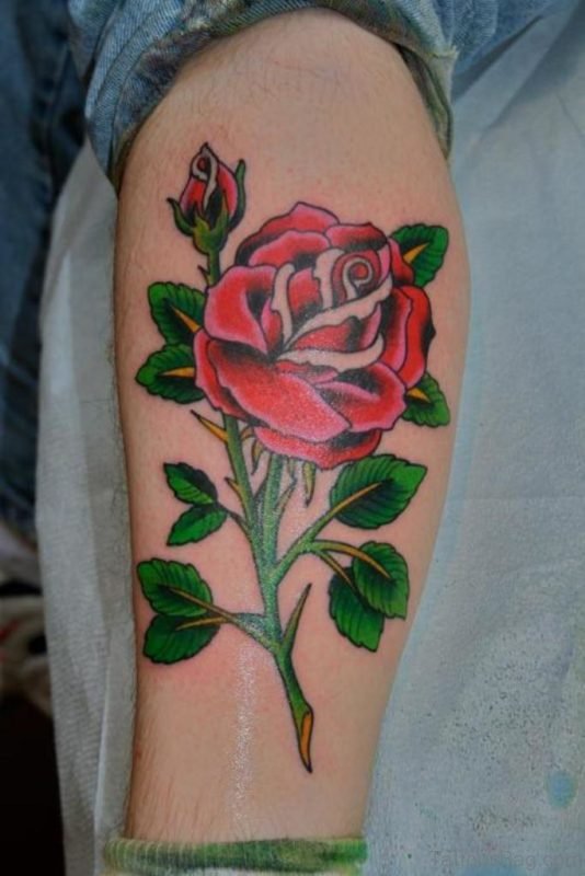 Rose Tattoo on Leg Image