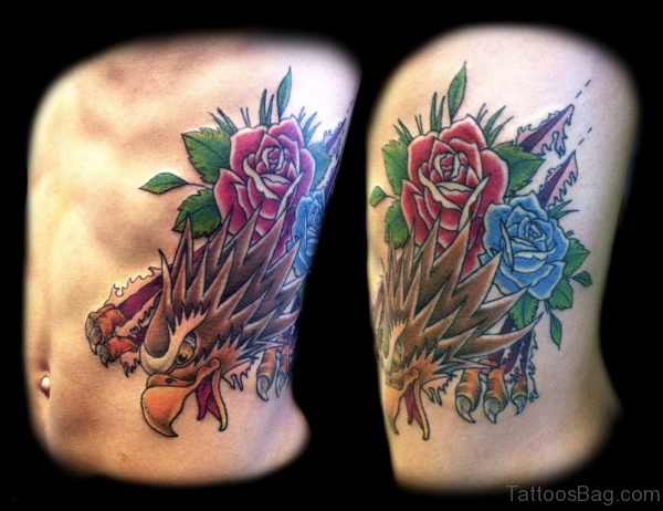 Roses And Eagle Tattoo