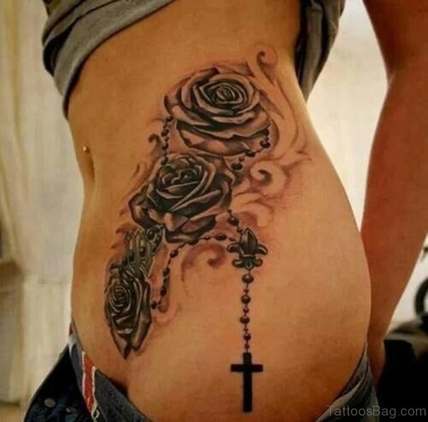 Roses with Cross Tattoos for Women