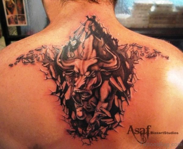 Running Bull Tattoo On Back
