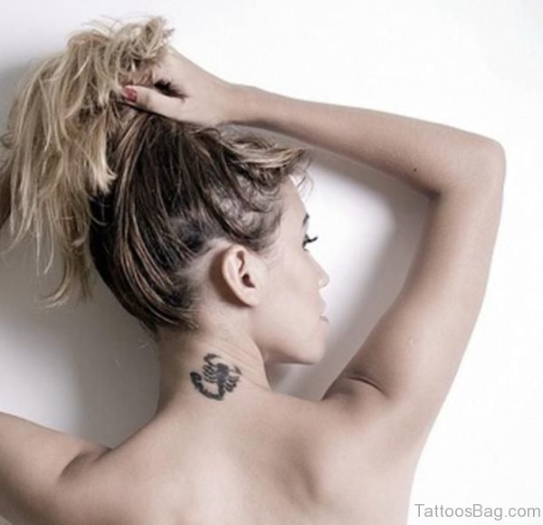 Scorpion Tattoo Design On Nape For Girls