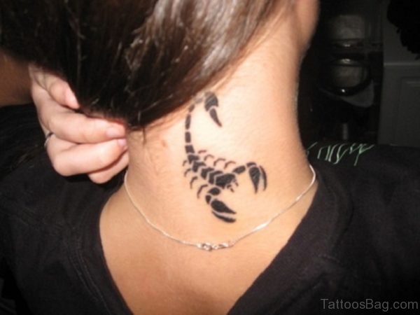 Scorpion Tattoo On Nape 