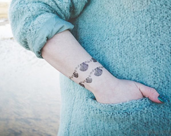 Seashell Tattoo Bracelet On Wrist