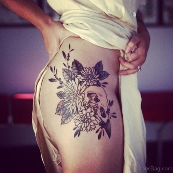 Sexy Flower Tattoo On Thigh