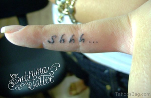 Shh Tattoo On Side Finger