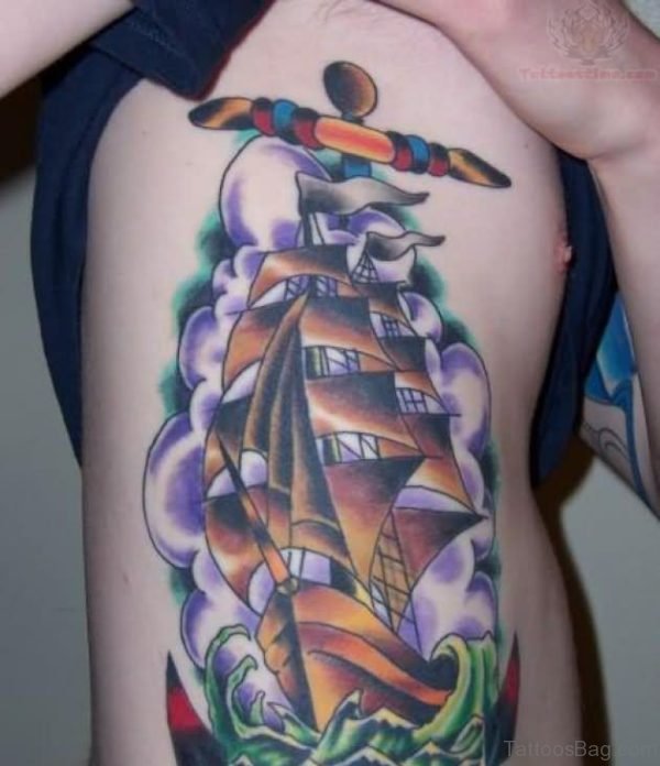 Ship And Anchor Tattoo Design