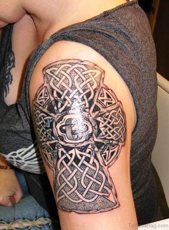 Shoulder Celtic Cross Tattoo 