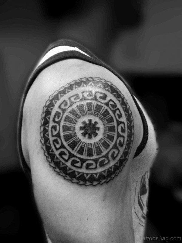Shoulder Flower Tribal Tattoo