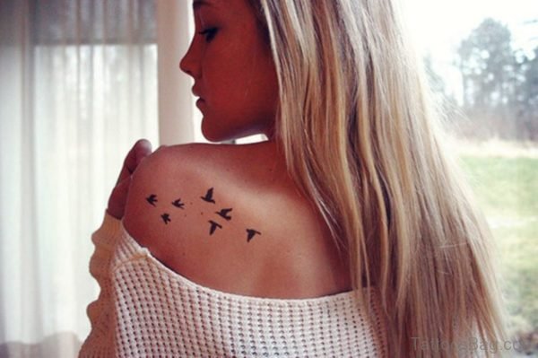 Simple Birds Tattoo On Left Shoulder