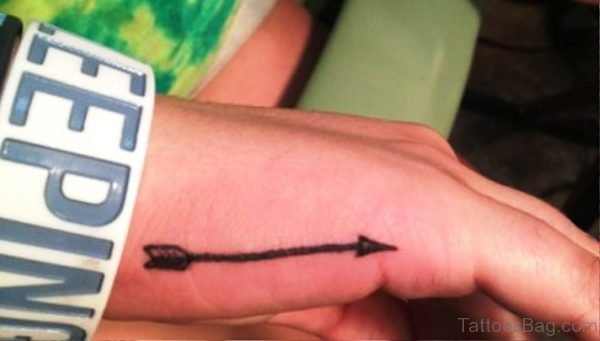 Simple Black Arrow Tattoo On Hand