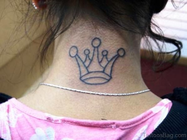 Simple Crown Tattoo On Neck