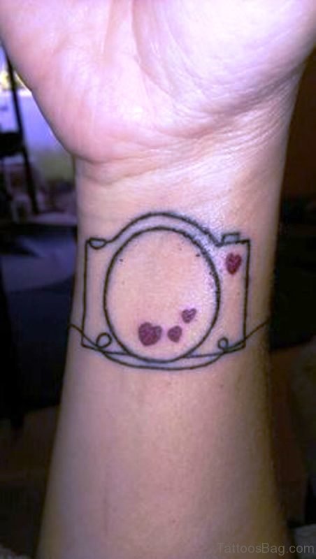 Simple Heart Design Camera Tattoo