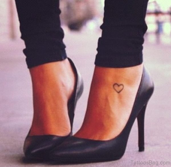 Simple Heart Foot Tattoo