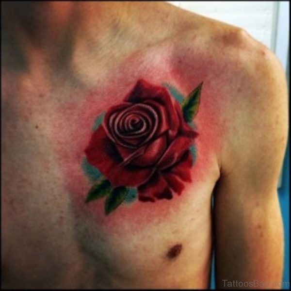 Simple Rose Tattoo On Chest