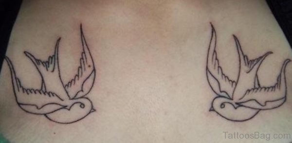 Simple Swallow Tattoo On Chest