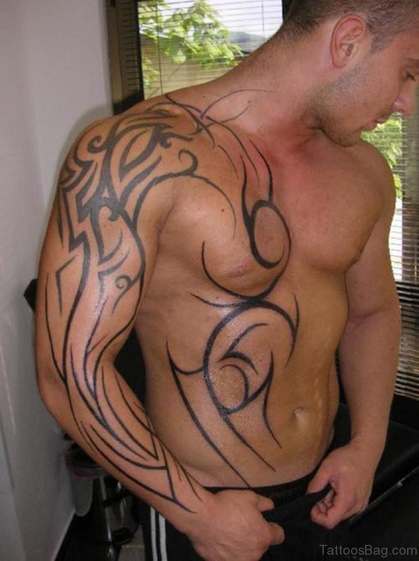 Simple Tribal Tattoo On chest