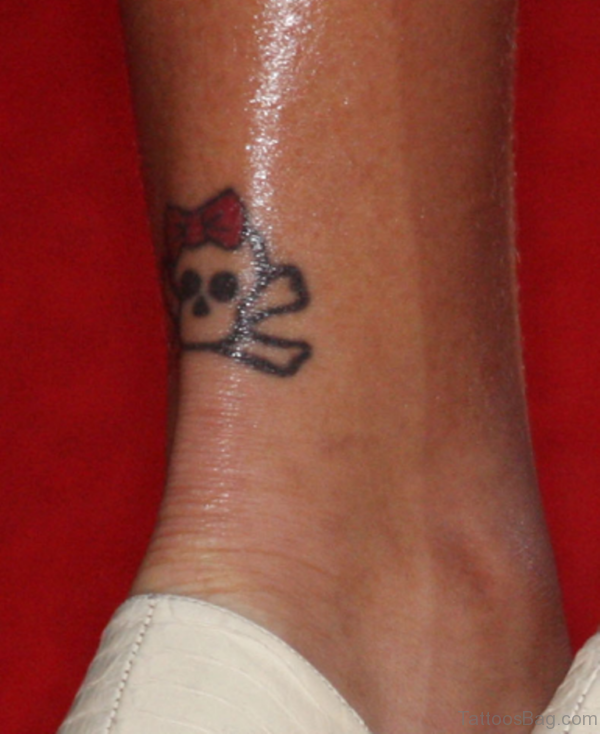 Skull Anchor Tattoo On Ankle
