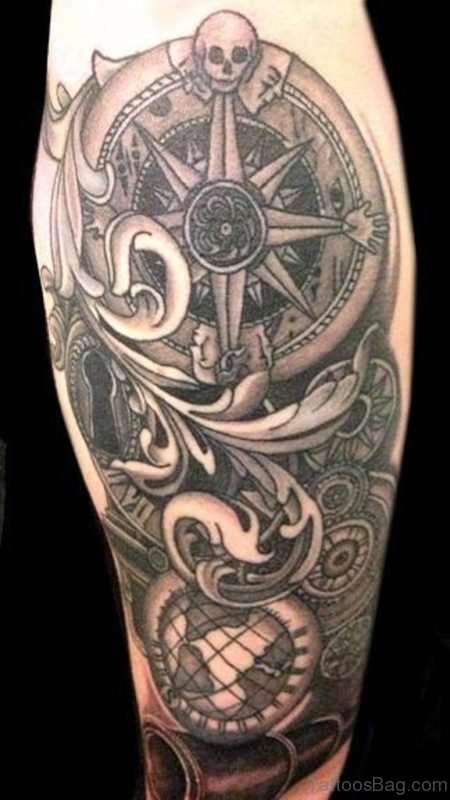 Skull And Compass Tattoo