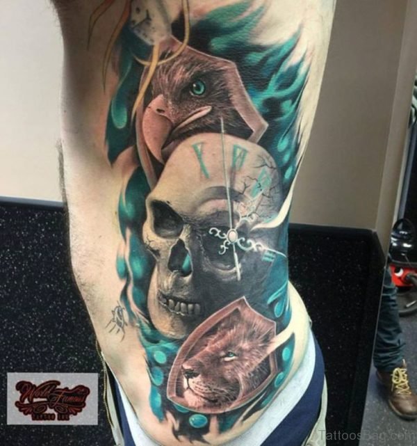 Skull And Eagle Head Tattoo