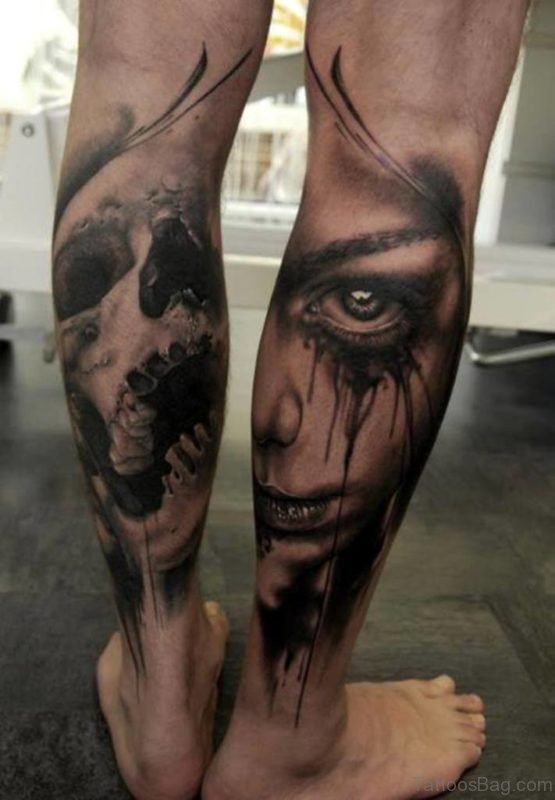 Skull And Portrait Tattoo 
