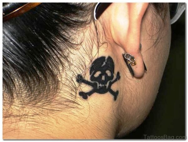 Skull Design Tattoo On Neck