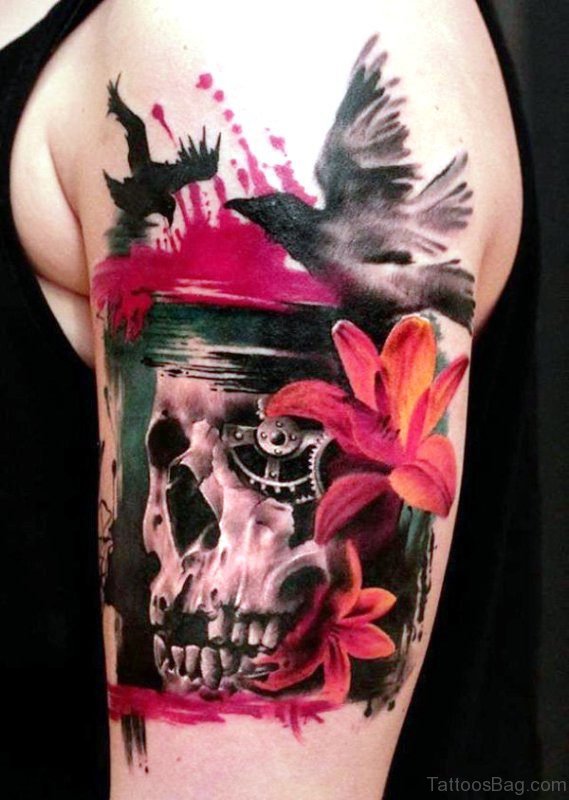 Skull Shoulder Tattoo Design 