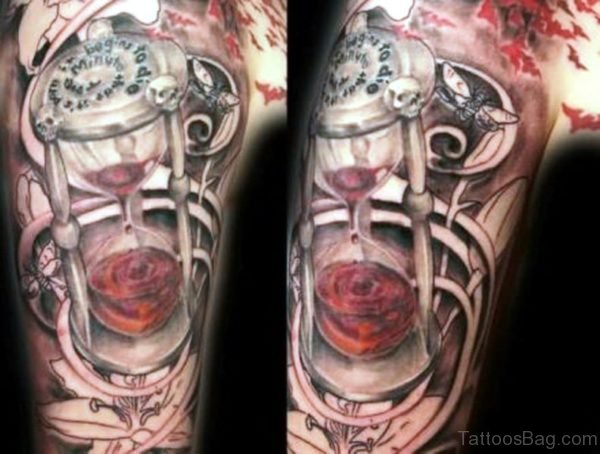 Skull Timer Shoulder Tattoo 