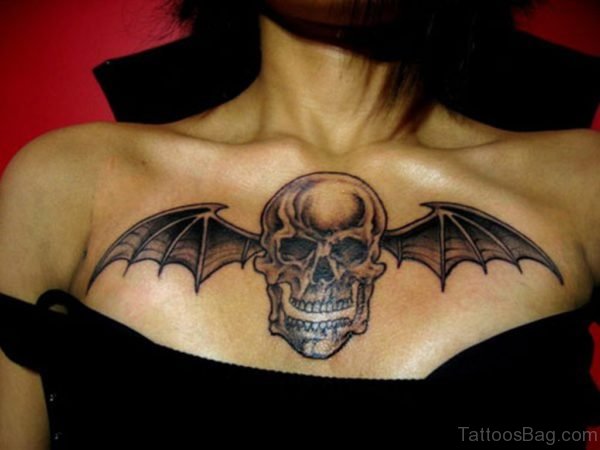 Skull With Bat Wings Tattoo
