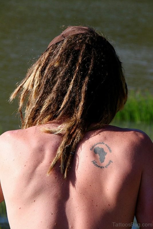Small Africa Map Tattoo On Back