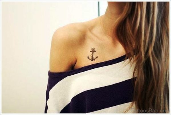 Small Anchor Tattoo On Chest