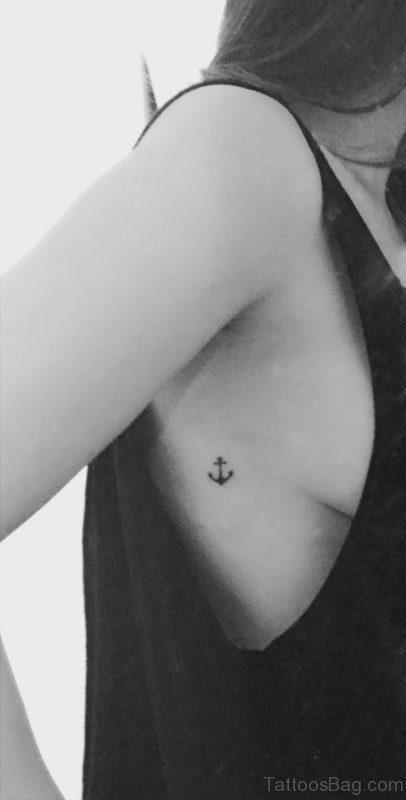 Small Anchor Tattoo On Rib