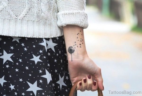 Small Dandelion Tattoo On Wrist 