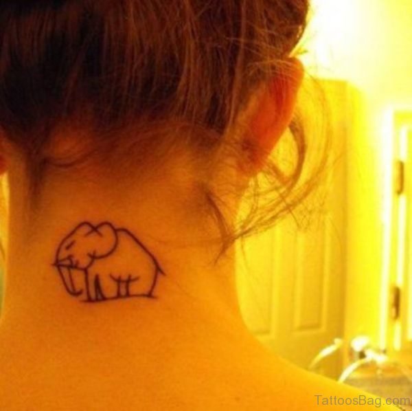 Small Elephant Tattoo On Neck Back 