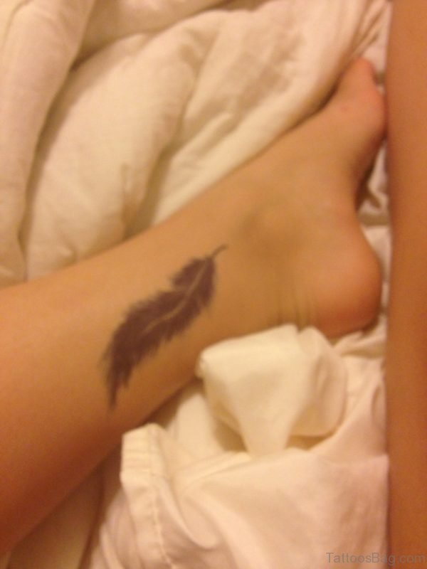 Small Feather Tattoo On Ankle