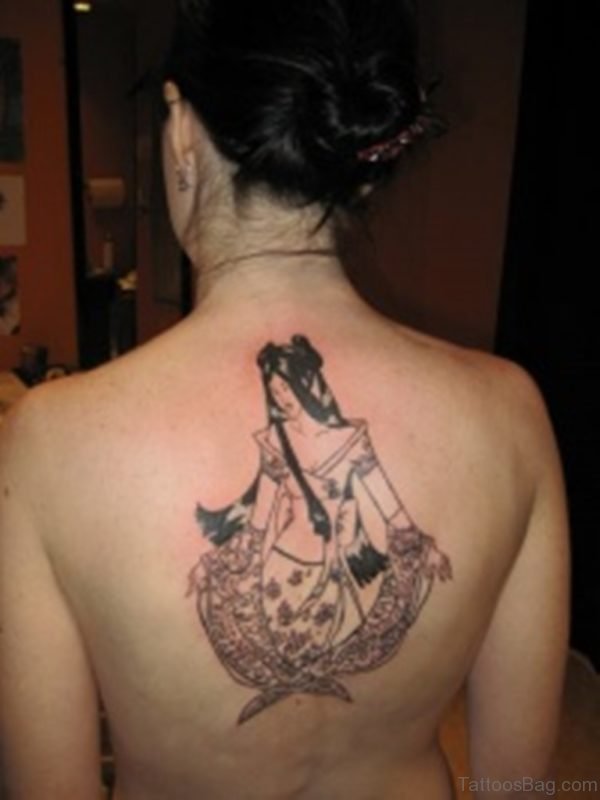 Small Geisha Tattoo On Back