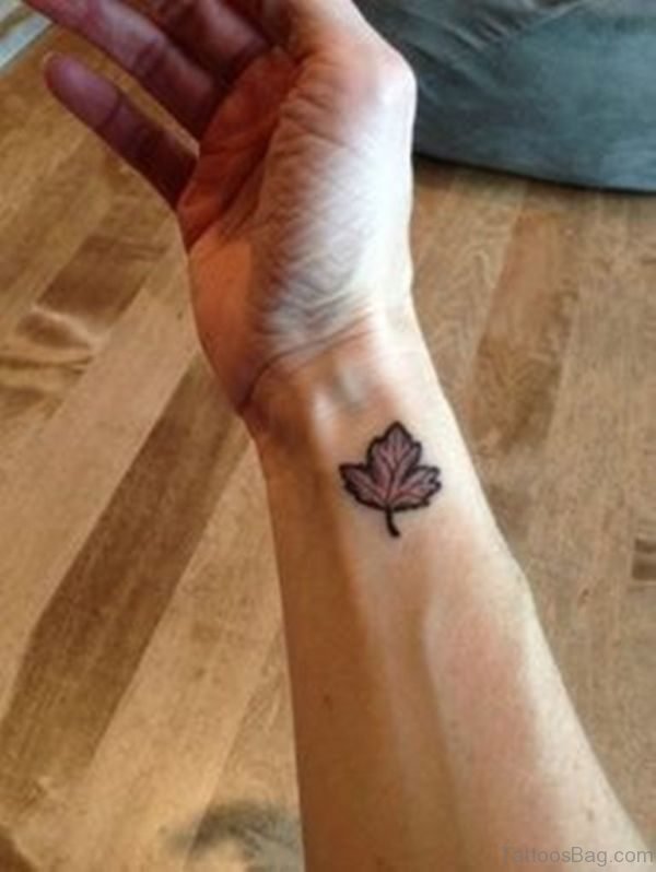 Small  Maple Wrist Tattoo