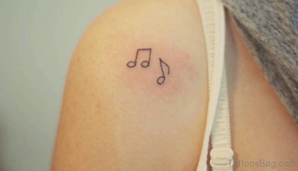 Small Music Note Tattoo On Shoulder