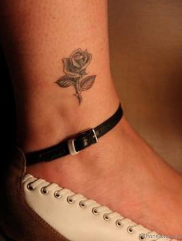 Small Rose Tattoo On Ankle