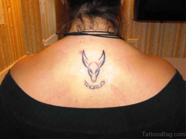 Small Taurus Bull Tattoo On Back