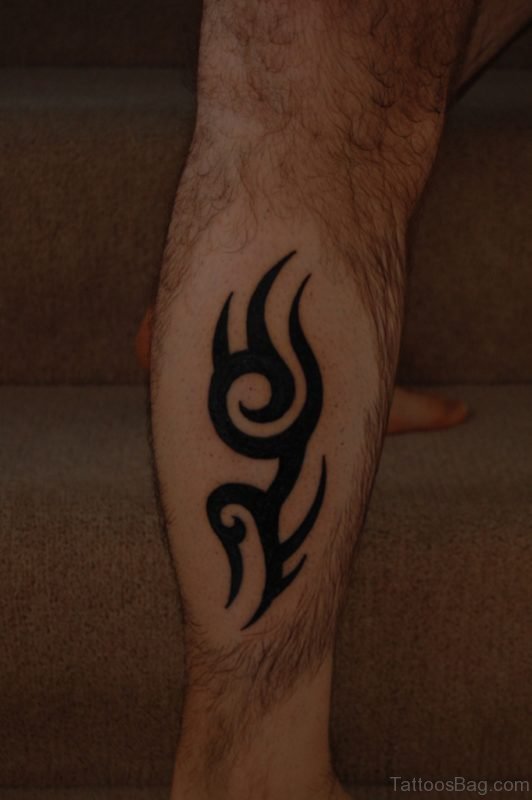 Small Tribal Tattoo On Leg