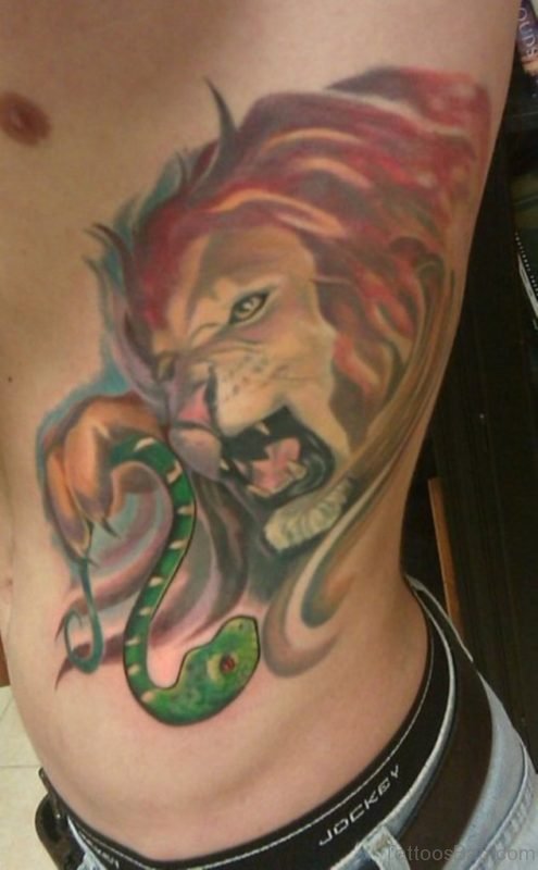 Snake And Lion Tattoo