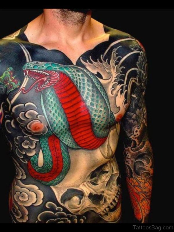 Snake Tattoo On Chest 