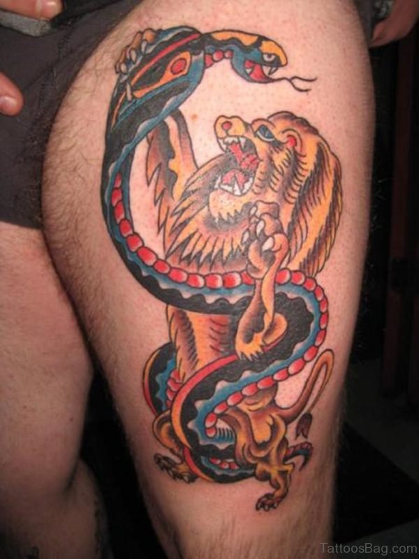 Snake and Wolf  Tattoo