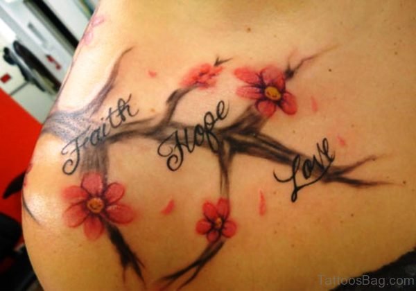 Snaky Cherry Blossom Tree Tattoo 