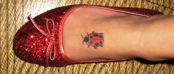 Splendid Ladybug Tattoo On Foot